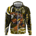 Personalized Richmond Tigers Zip Hoodie Aboriginal Dot Art - Dreamtime Football Mascot