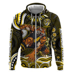 Personalized Richmond Tigers Zip Hoodie Aboriginal Dot Art - Dreamtime Football Mascot