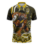Personalized Richmond Tigers Zipper Polo Shirt Aboriginal Dot Art - Dreamtime Football Mascot