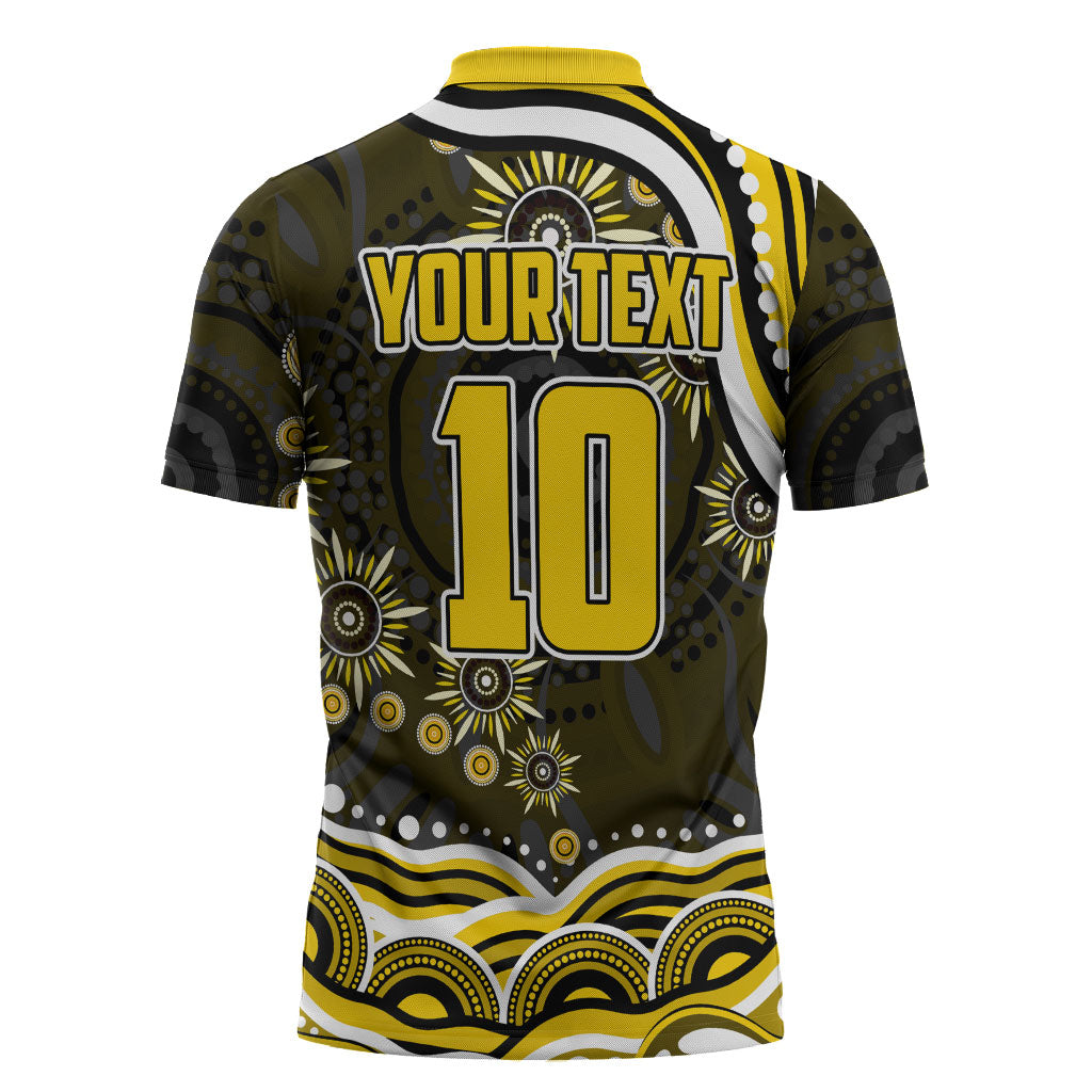 Personalized Richmond Tigers Zipper Polo Shirt Aboriginal Dot Art - Dreamtime Football Mascot