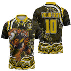 Personalized Richmond Tigers Zipper Polo Shirt Aboriginal Dot Art - Dreamtime Football Mascot