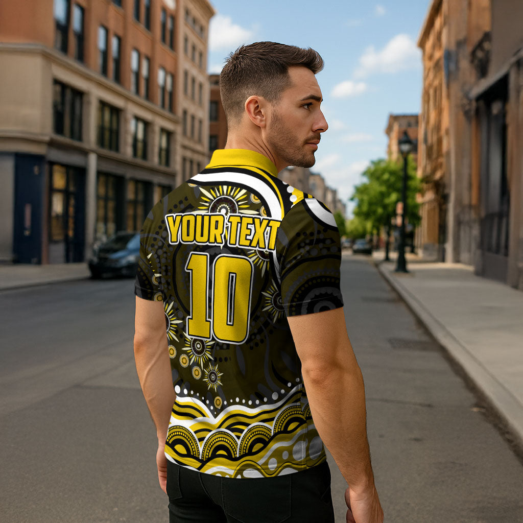 Personalized Richmond Tigers Zipper Polo Shirt Aboriginal Dot Art - Dreamtime Football Mascot