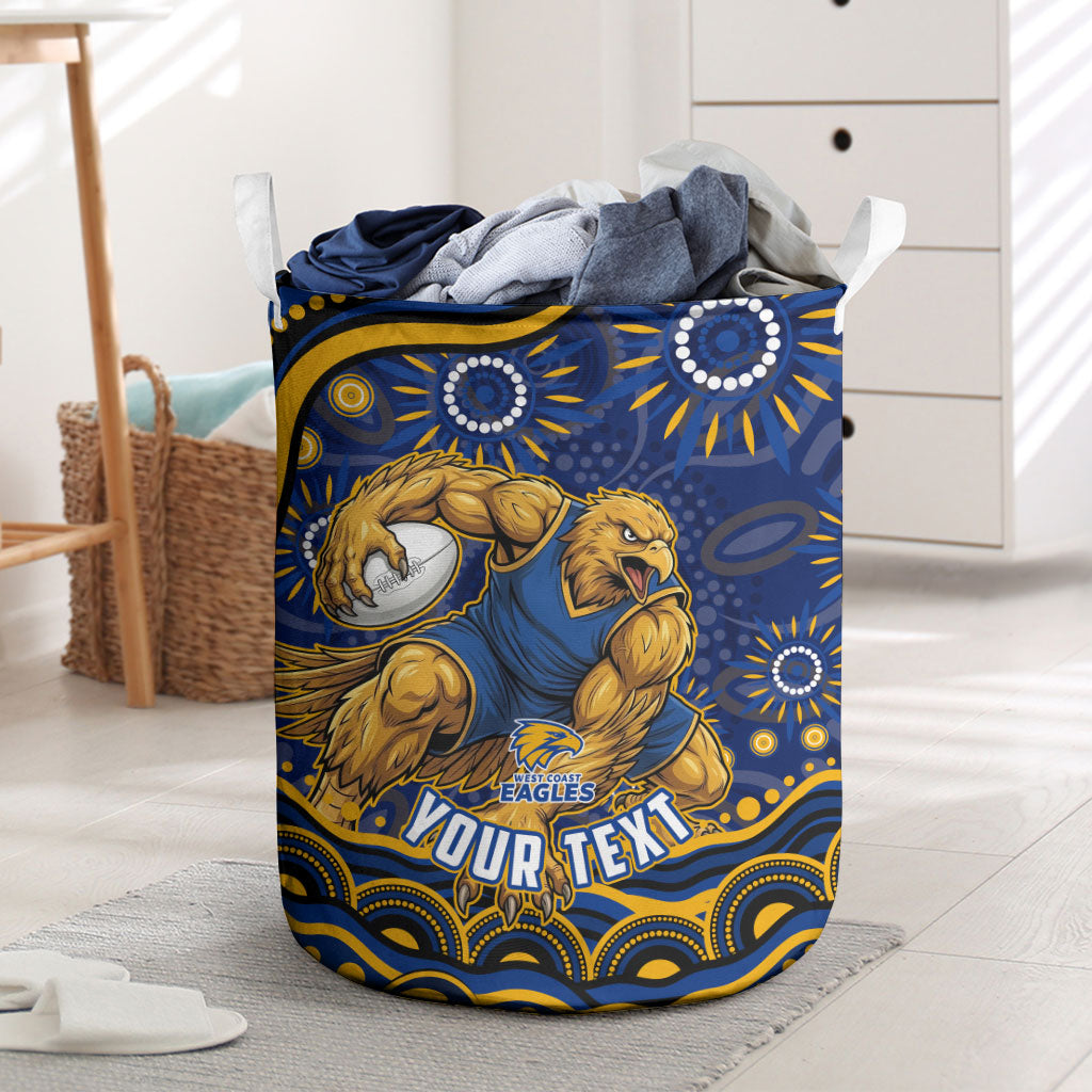 Personalized West Coast Eagles AFL Mascot Laundry Basket Aboriginal Dot Art - Dreamtime Football Mascot