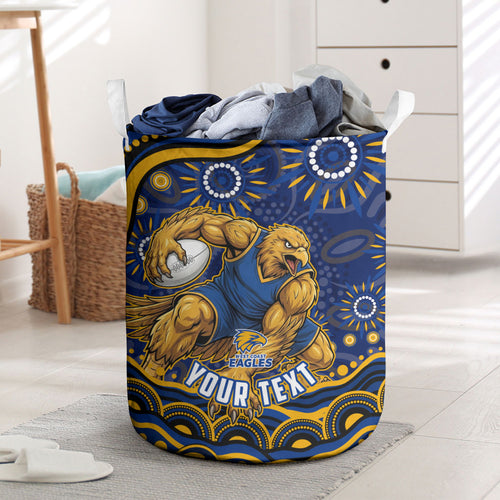 Personalized West Coast Eagles AFL Mascot Laundry Basket Aboriginal Dot Art - Dreamtime Football Mascot