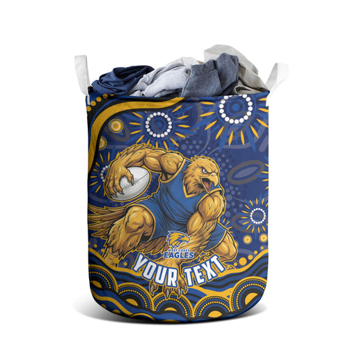 Personalized West Coast Eagles AFL Mascot Laundry Basket Aboriginal Dot Art - Dreamtime Football Mascot
