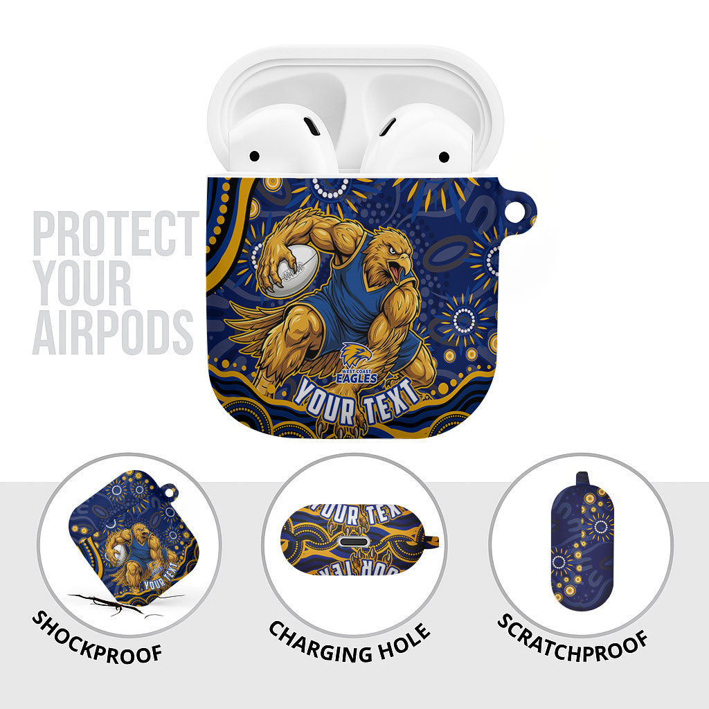 Personalized West Coast Eagles AFL Mascot AirPods Case Aboriginal Dot Art - Dreamtime Football Mascot