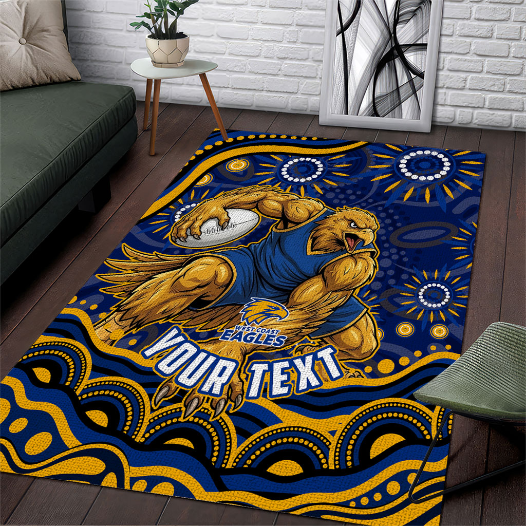 Personalized West Coast Eagles AFL Mascot Area Rug Aboriginal Dot Art - Dreamtime Football Mascot