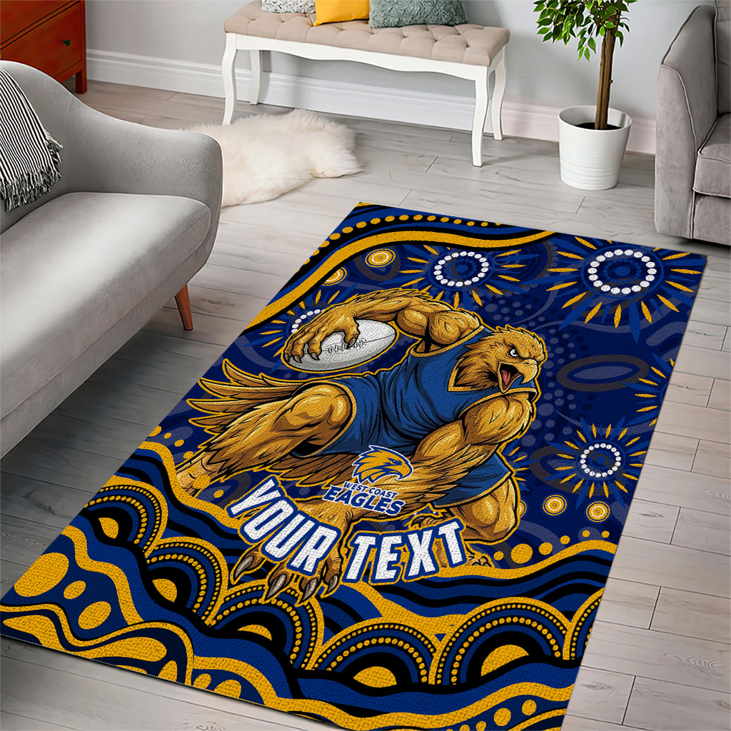 Personalized West Coast Eagles AFL Mascot Area Rug Aboriginal Dot Art - Dreamtime Football Mascot
