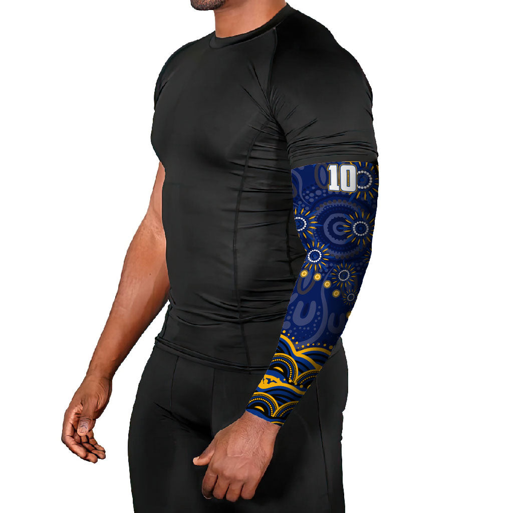 Personalized West Coast Eagles AFL Mascot Arm Sleeves Aboriginal Dot Art - Dreamtime Football Mascot