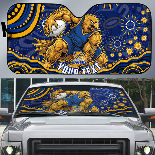 Personalized West Coast Eagles AFL Mascot Auto Sun Shade Aboriginal Dot Art - Dreamtime Football Mascot