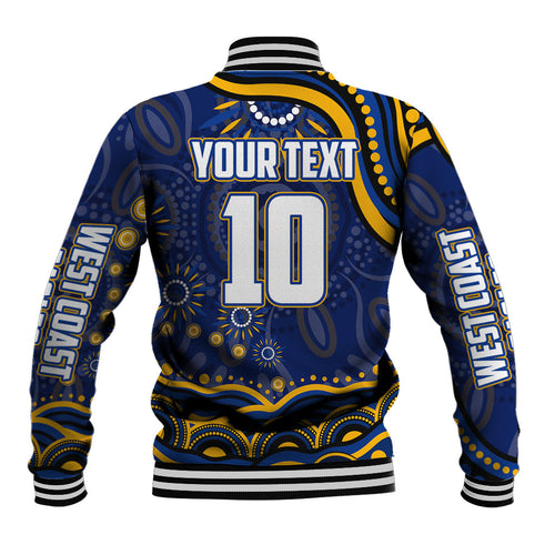 Personalized West Coast Eagles AFL Mascot Baseball Jacket Aboriginal Dot Art - Dreamtime Football Mascot