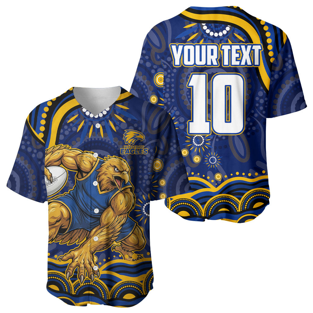Personalized West Coast Eagles AFL Mascot Baseball Jersey Aboriginal Dot Art - Dreamtime Football Mascot