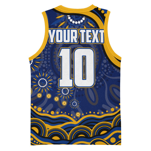 Personalized West Coast Eagles AFL Mascot Basketball Jersey Aboriginal Dot Art - Dreamtime Football Mascot