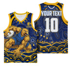 Personalized West Coast Eagles AFL Mascot Basketball Jersey Aboriginal Dot Art - Dreamtime Football Mascot