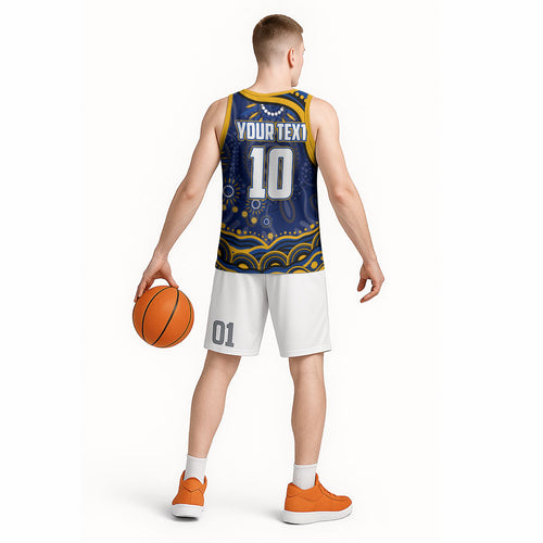 Personalized West Coast Eagles AFL Mascot Basketball Jersey Aboriginal Dot Art - Dreamtime Football Mascot