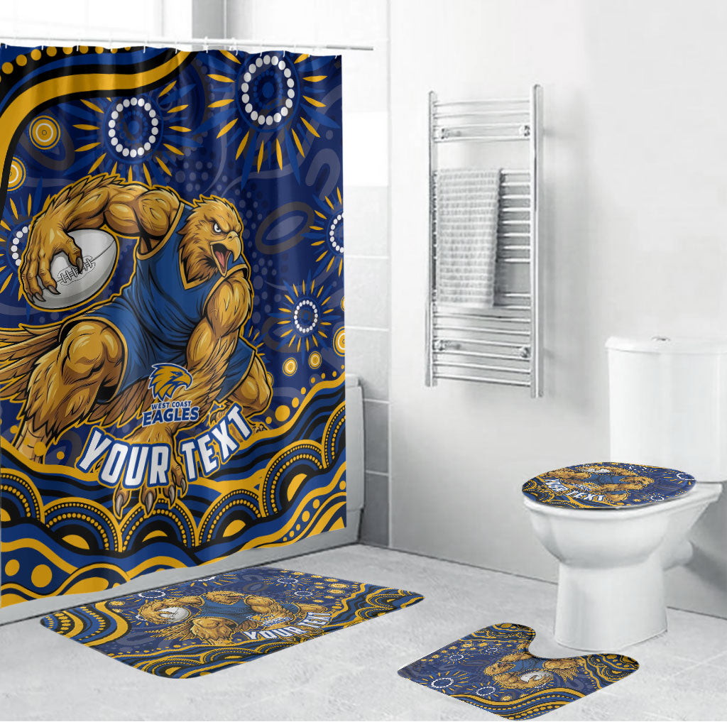 Personalized West Coast Eagles AFL Mascot Bathroom Set Aboriginal Dot Art - Dreamtime Football Mascot