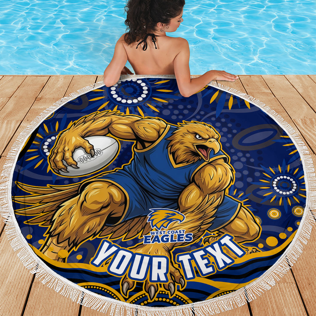 Personalized West Coast Eagles AFL Mascot Beach Blanket Aboriginal Dot Art - Dreamtime Football Mascot