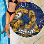 Personalized West Coast Eagles AFL Mascot Beach Blanket Aboriginal Dot Art - Dreamtime Football Mascot