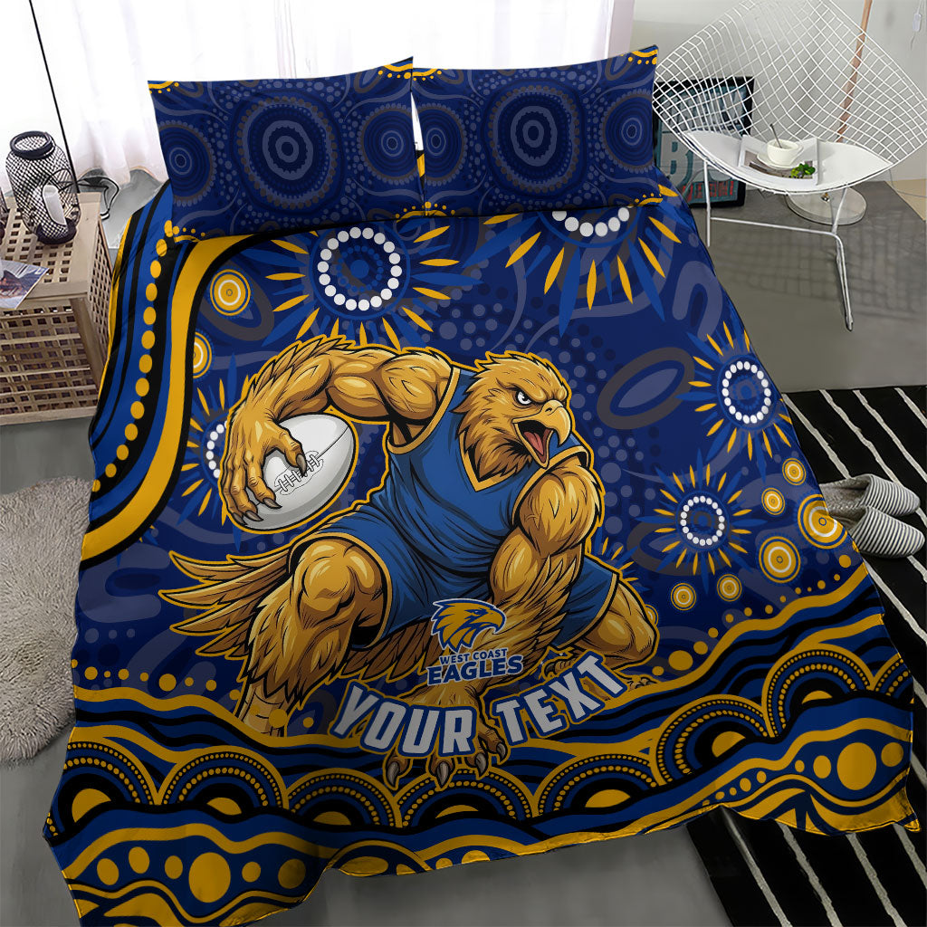 Personalized West Coast Eagles AFL Mascot Bedding Set Aboriginal Dot Art - Dreamtime Football Mascot