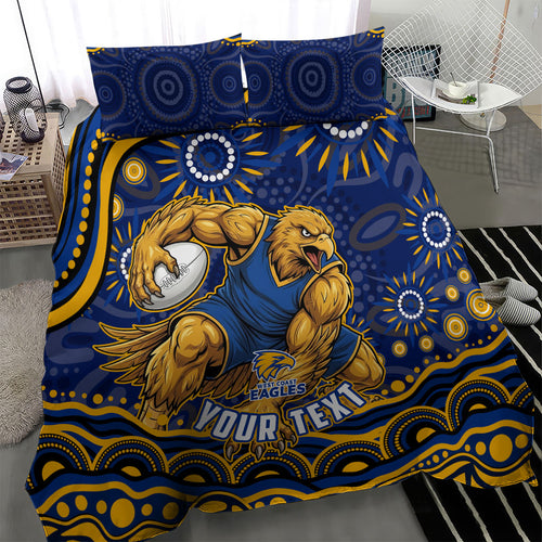 Personalized West Coast Eagles AFL Mascot Bedding Set Aboriginal Dot Art - Dreamtime Football Mascot