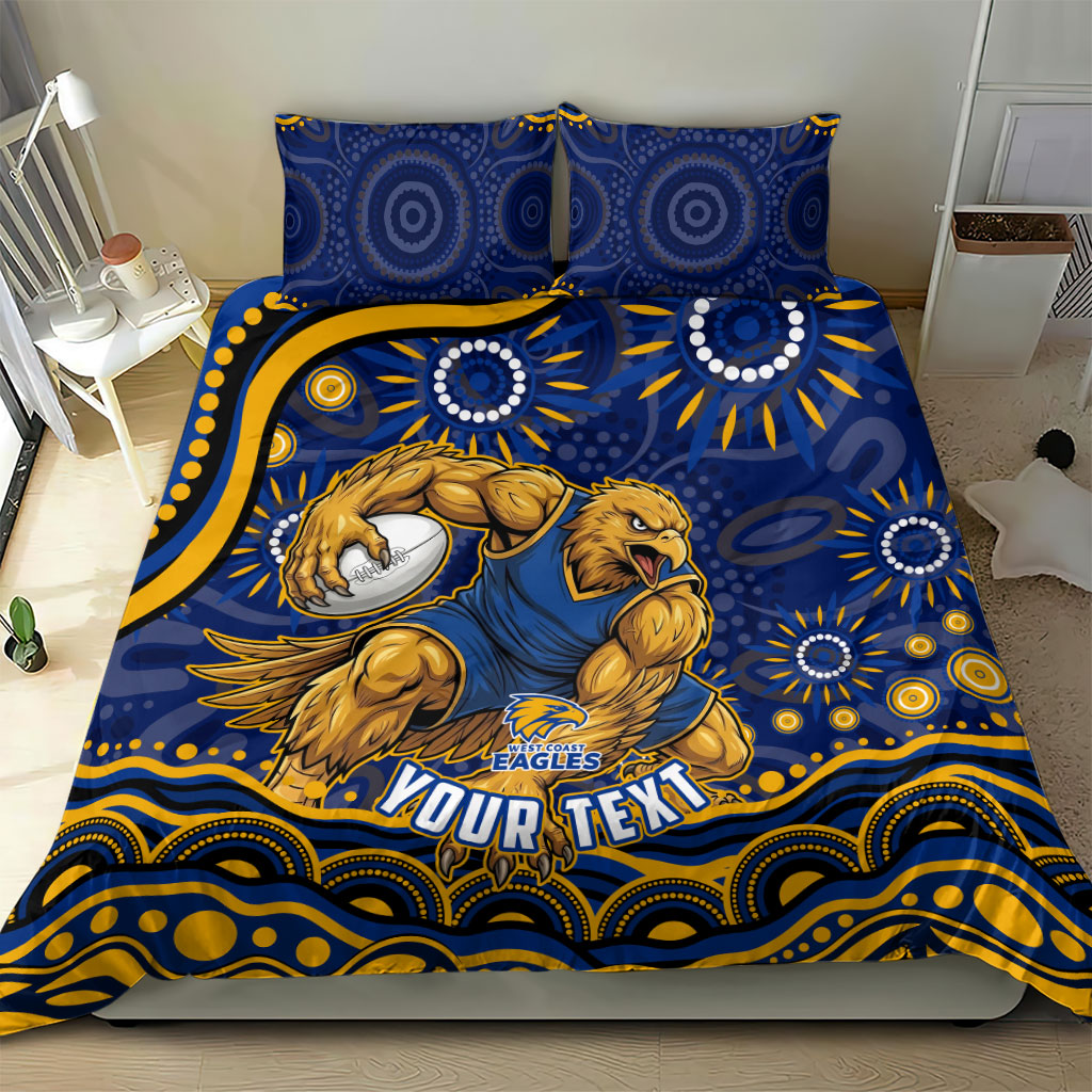 Personalized West Coast Eagles AFL Mascot Bedding Set Aboriginal Dot Art - Dreamtime Football Mascot