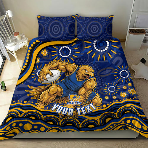 Personalized West Coast Eagles AFL Mascot Bedding Set Aboriginal Dot Art - Dreamtime Football Mascot