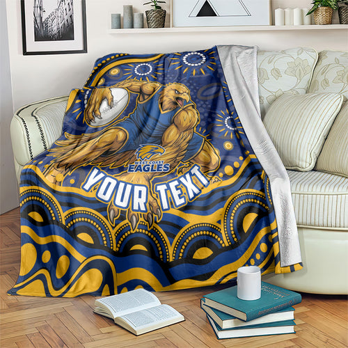 Personalized West Coast Eagles AFL Mascot Blanket Aboriginal Dot Art - Dreamtime Football Mascot