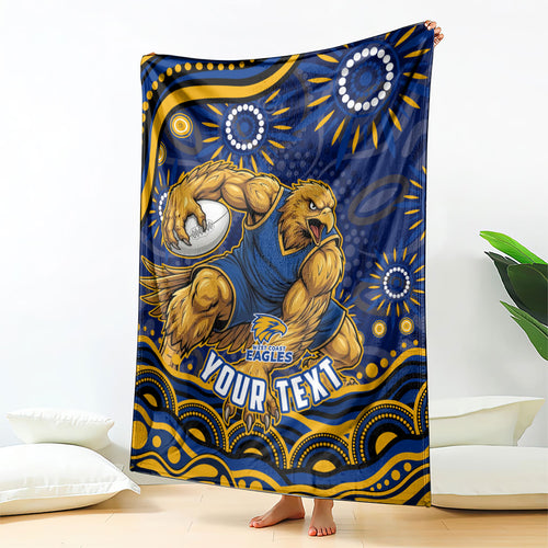 Personalized West Coast Eagles AFL Mascot Blanket Aboriginal Dot Art - Dreamtime Football Mascot