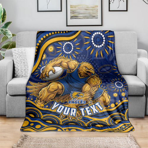 Personalized West Coast Eagles AFL Mascot Blanket Aboriginal Dot Art - Dreamtime Football Mascot