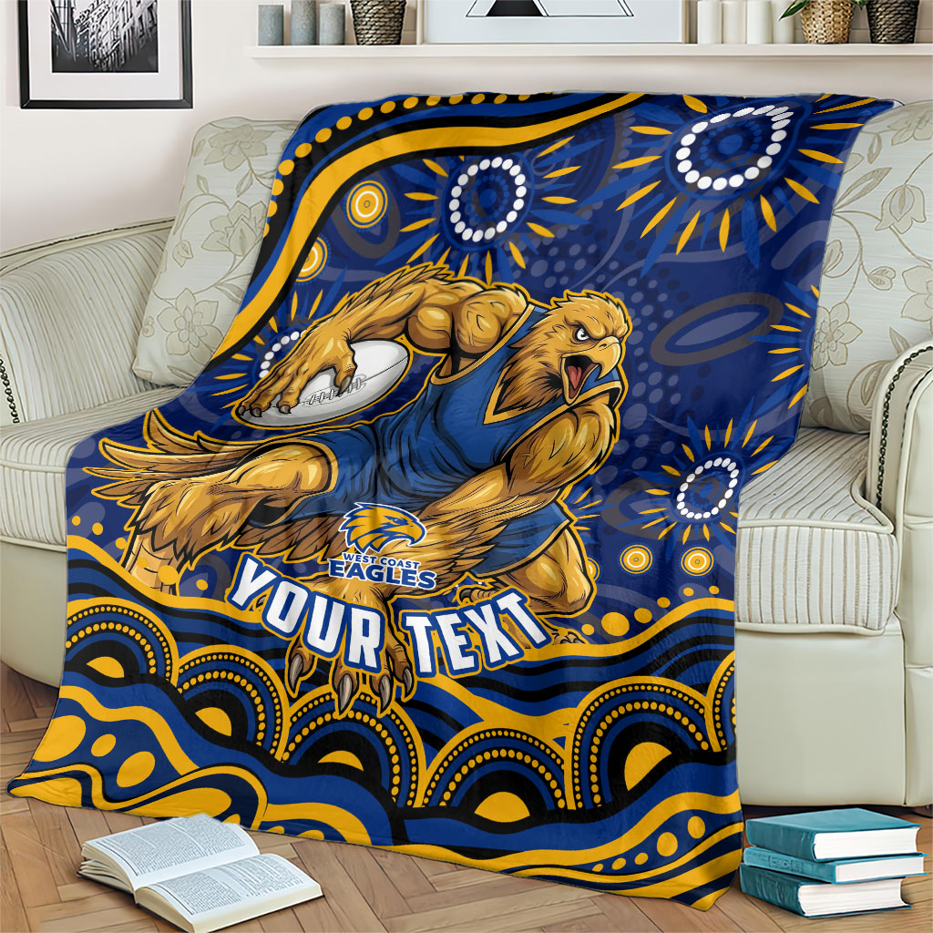 Personalized West Coast Eagles AFL Mascot Blanket Aboriginal Dot Art - Dreamtime Football Mascot