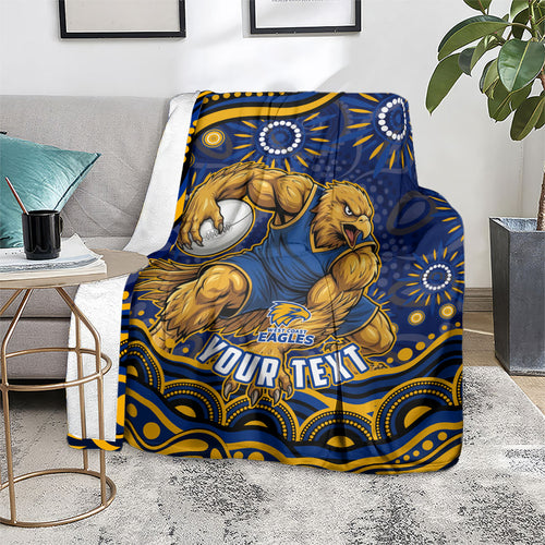 Personalized West Coast Eagles AFL Mascot Blanket Aboriginal Dot Art - Dreamtime Football Mascot