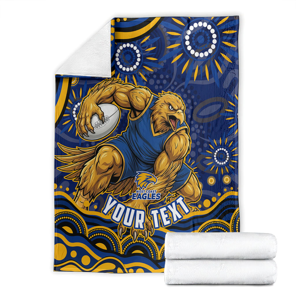 Personalized West Coast Eagles AFL Mascot Blanket Aboriginal Dot Art - Dreamtime Football Mascot