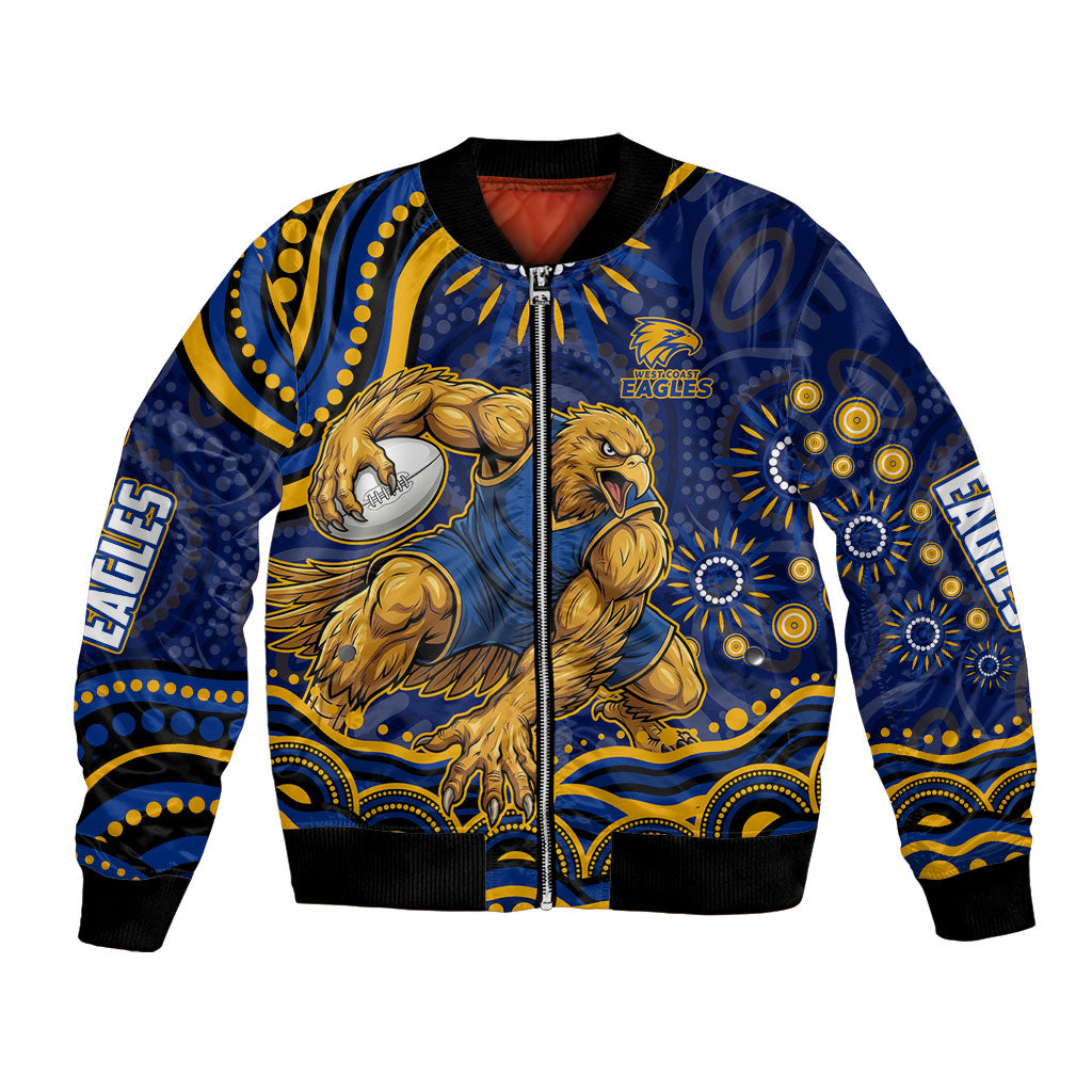 Personalized West Coast Eagles AFL Mascot Bomber Jacket Aboriginal Dot Art - Dreamtime Football Mascot