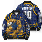 Personalized West Coast Eagles AFL Mascot Bomber Puffer Jacket Aboriginal Dot Art - Dreamtime Football Mascot