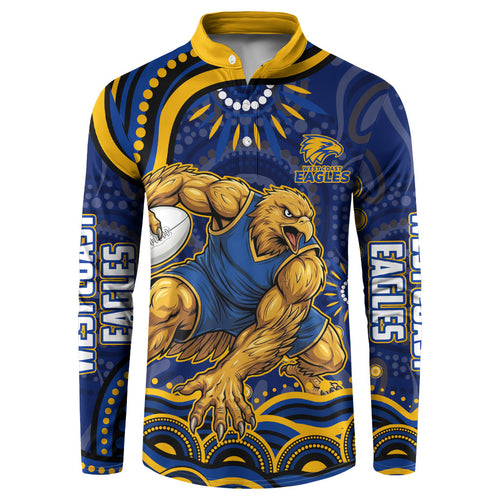 Personalized West Coast Eagles AFL Mascot Button Sweatshirt Aboriginal Dot Art - Dreamtime Football Mascot