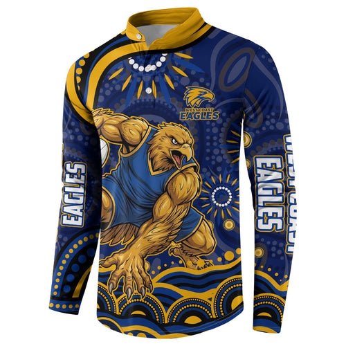 Personalized West Coast Eagles AFL Mascot Button Sweatshirt Aboriginal Dot Art - Dreamtime Football Mascot