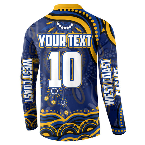 Personalized West Coast Eagles AFL Mascot Button Sweatshirt Aboriginal Dot Art - Dreamtime Football Mascot