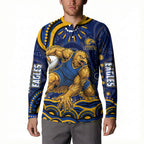Personalized West Coast Eagles AFL Mascot Button Sweatshirt Aboriginal Dot Art - Dreamtime Football Mascot