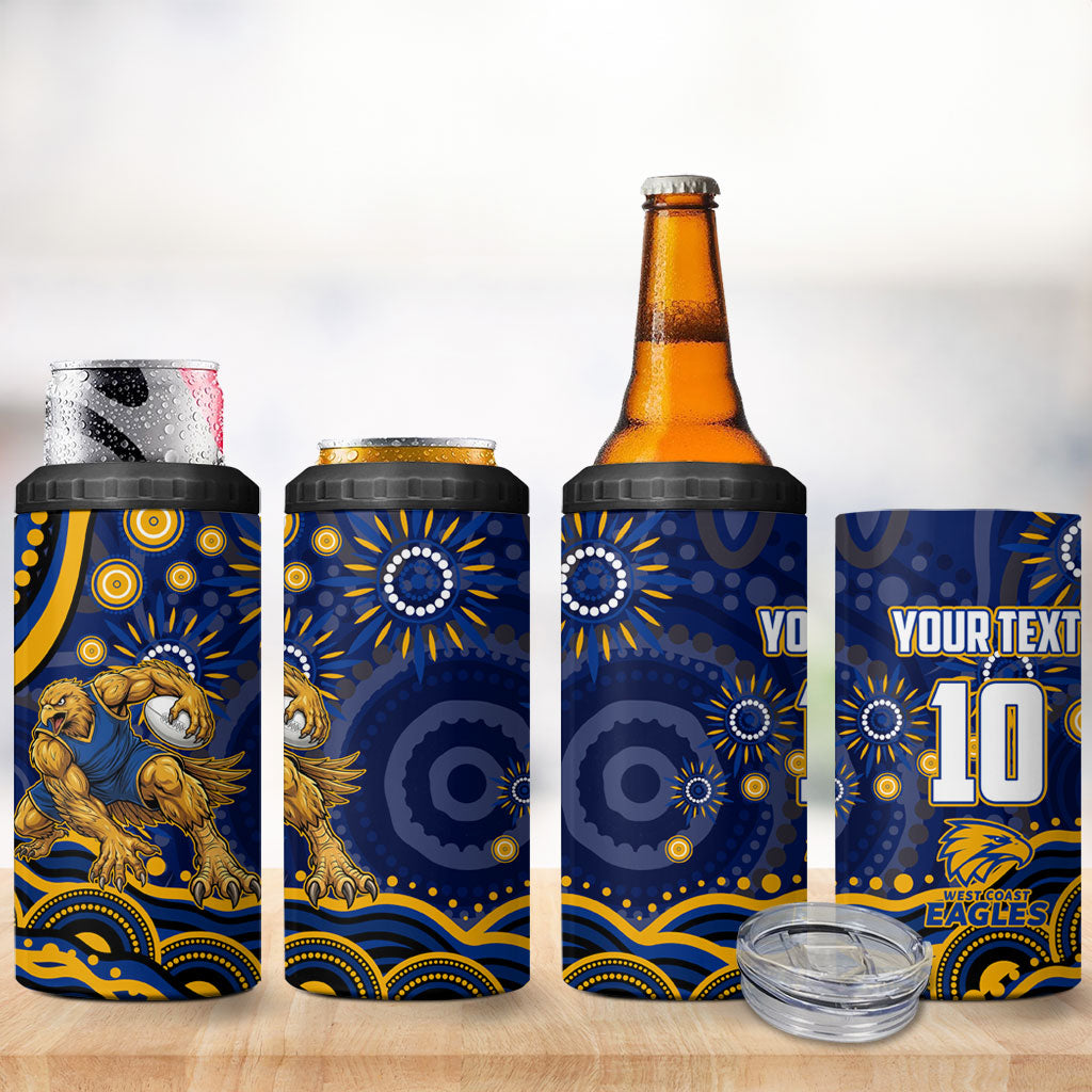 Personalized West Coast Eagles AFL Mascot 4 in 1 Can Cooler Tumbler Aboriginal Dot Art - Dreamtime Football Mascot