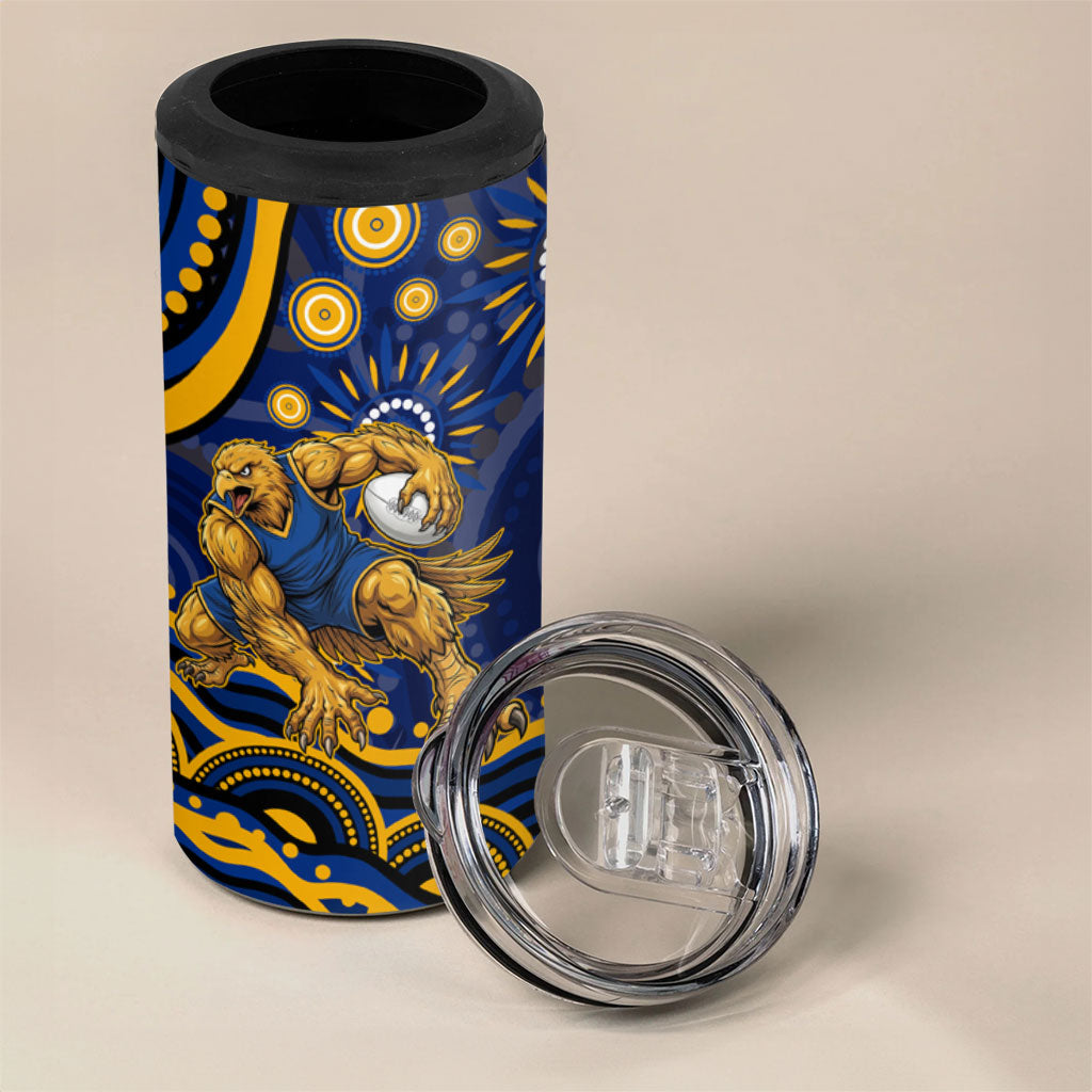 Personalized West Coast Eagles AFL Mascot 4 in 1 Can Cooler Tumbler Aboriginal Dot Art - Dreamtime Football Mascot