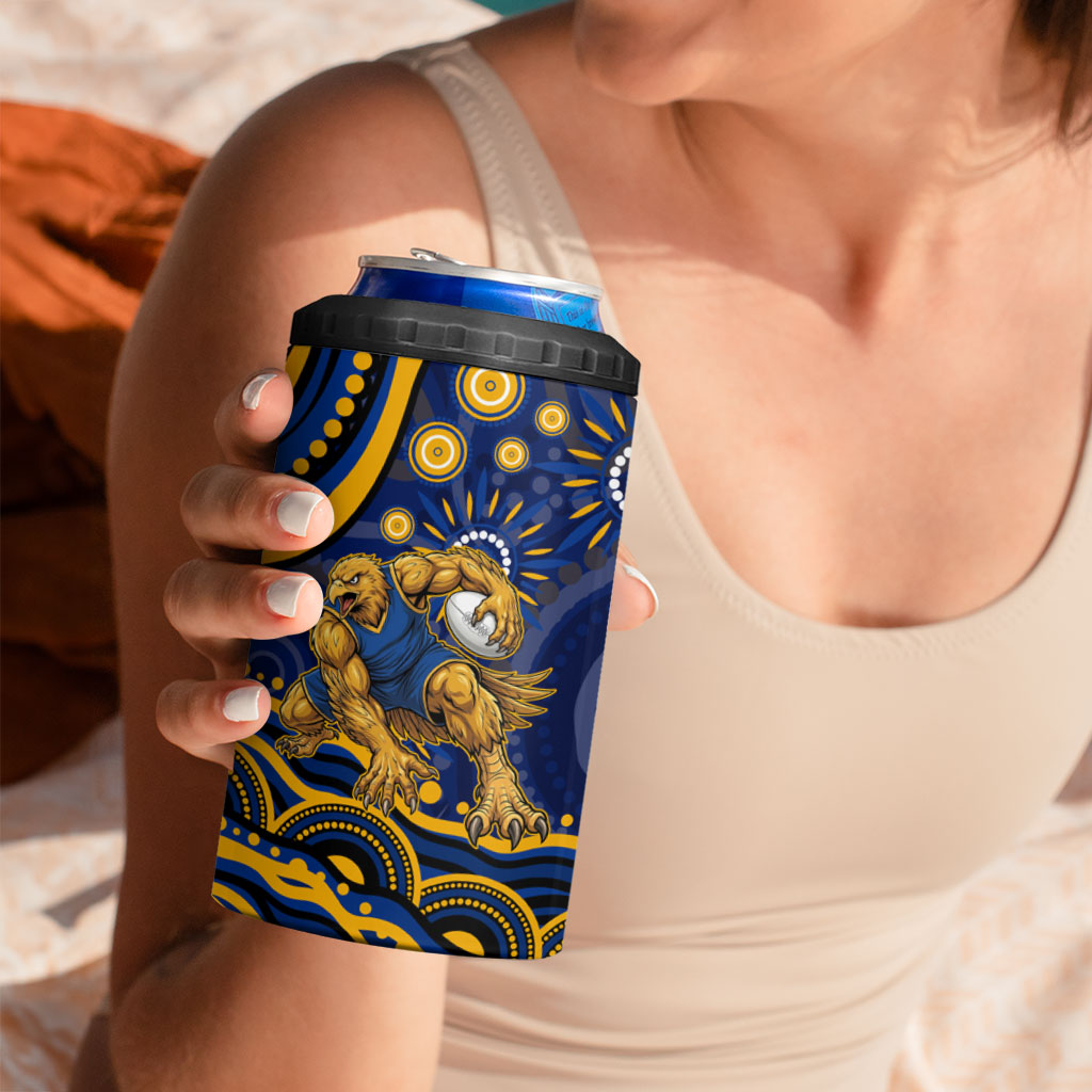 Personalized West Coast Eagles AFL Mascot 4 in 1 Can Cooler Tumbler Aboriginal Dot Art - Dreamtime Football Mascot