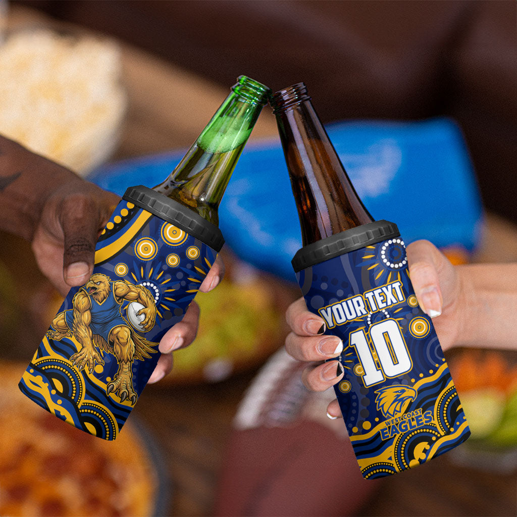 Personalized West Coast Eagles AFL Mascot 4 in 1 Can Cooler Tumbler Aboriginal Dot Art - Dreamtime Football Mascot