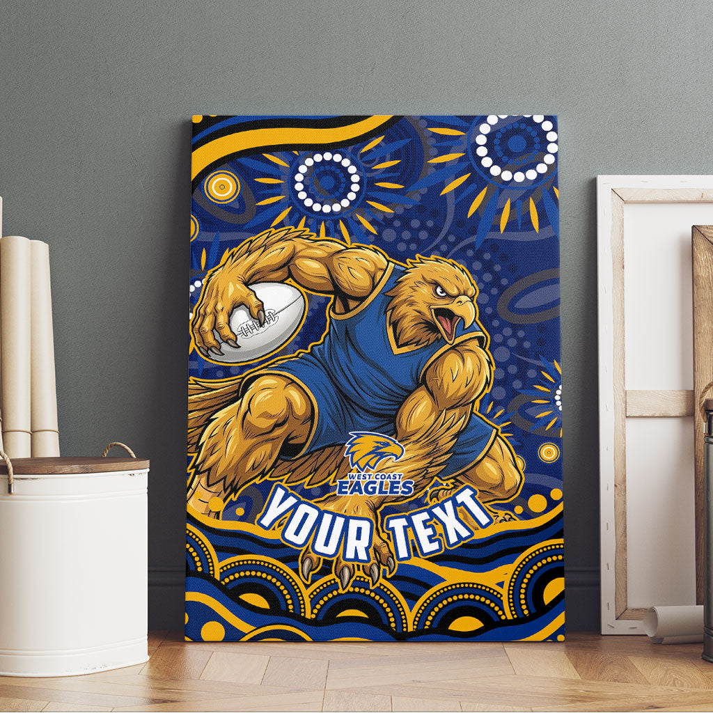 Personalized West Coast Eagles AFL Mascot Canvas Wall Art Aboriginal Dot Art - Dreamtime Football Mascot