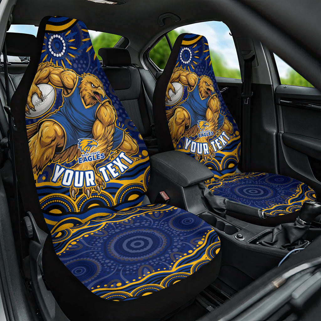 Personalized West Coast Eagles AFL Mascot Car Seat Cover Aboriginal Dot Art - Dreamtime Football Mascot