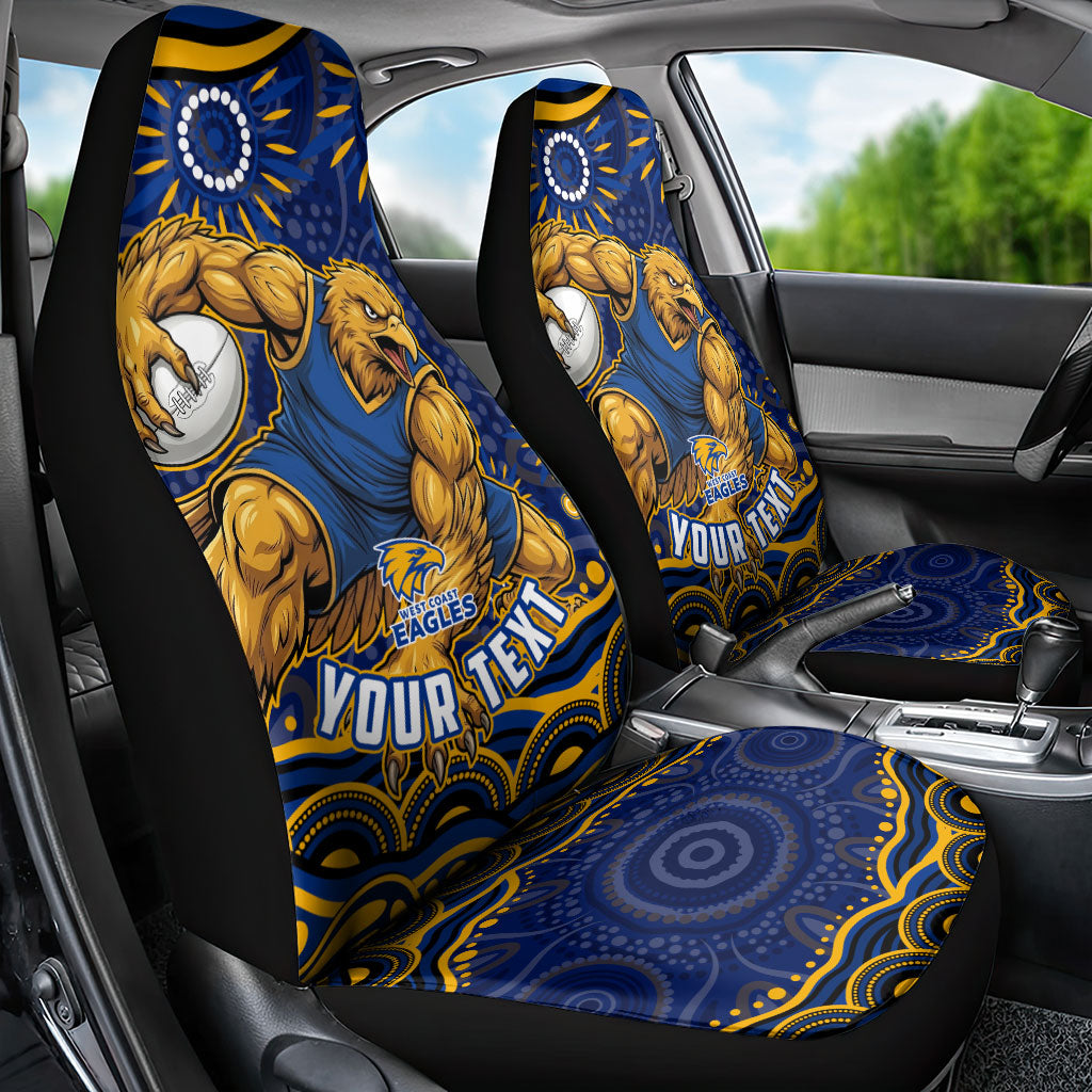 Personalized West Coast Eagles AFL Mascot Car Seat Cover Aboriginal Dot Art - Dreamtime Football Mascot