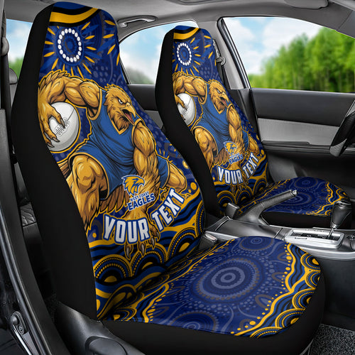 Personalized West Coast Eagles AFL Mascot Car Seat Cover Aboriginal Dot Art - Dreamtime Football Mascot