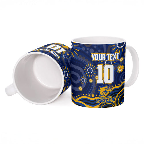 Personalized West Coast Eagles AFL Mascot Ceramic Mug Aboriginal Dot Art - Dreamtime Football Mascot