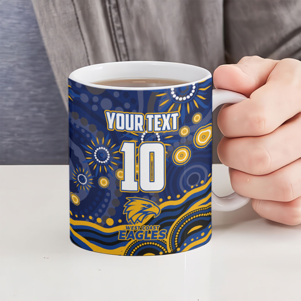 Personalized West Coast Eagles AFL Mascot Ceramic Mug Aboriginal Dot Art - Dreamtime Football Mascot
