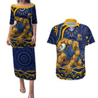 Personalized West Coast Eagles AFL Mascot Couples Matching Puletasi and Hawaiian Shirt Aboriginal Dot Art - Dreamtime Football Mascot