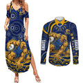 Personalized West Coast Eagles AFL Mascot Couples Matching Summer Maxi Dress and Long Sleeve Button Shirt Aboriginal Dot Art - Dreamtime Football Mascot
